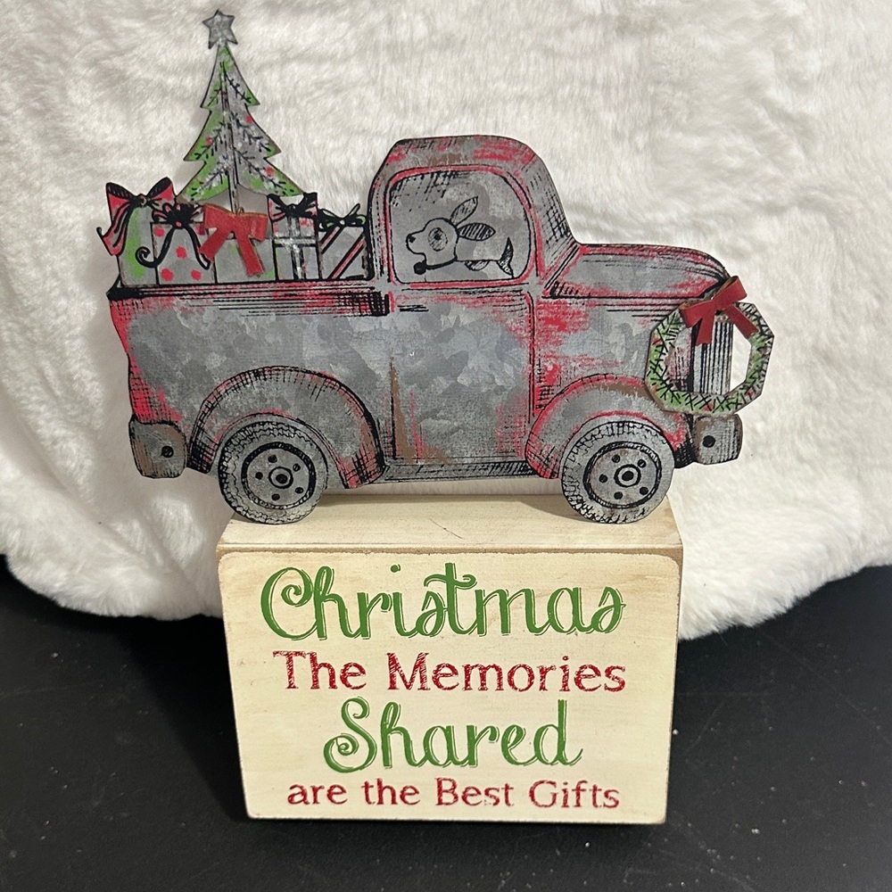 Christmas wooden and metal decor sign